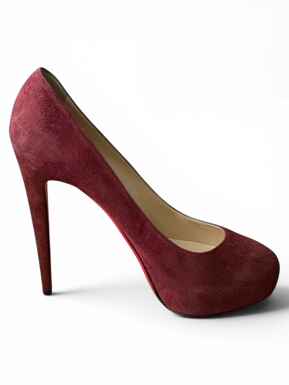 Christian Louboutin Burgundy Suede Platform Pumps Size 39.5